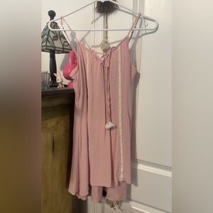 Pink Sleeveless Dress with Tassel Detail